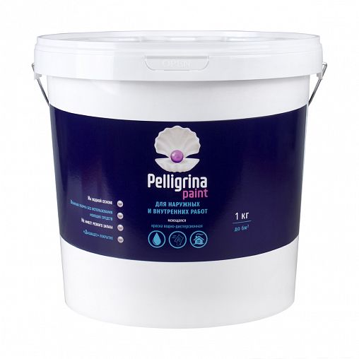 Краска моющаяся для наружных и внутренних работ Pelligrina Paint, акриловая, белоснежная, 25 кг фото