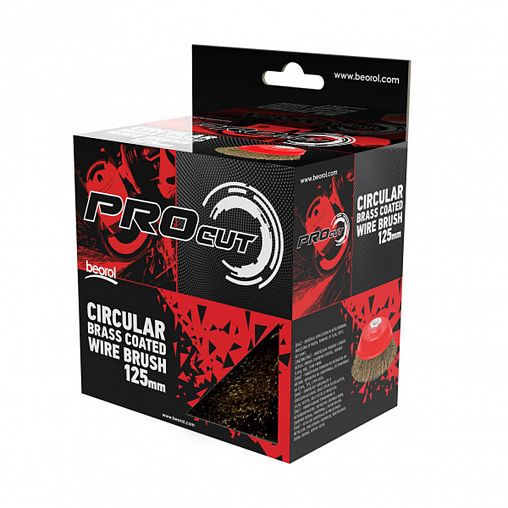 Щетка для УШМ Beorol, чашка, 125 мм, М14, латунированная гофрированная проволока фото
