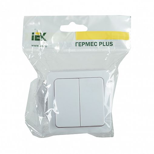 Выключатель двухклавишный накладной IEK Гермес Plus ВС20-2-0-ГПБ, 10 А, IP54, белый фото