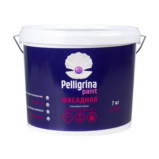 Краска фасадная Pelligrina Paint, акриловая, белоснежная, 7 кг фото