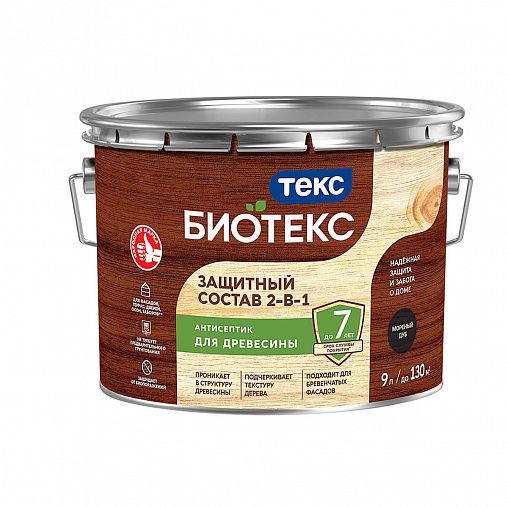 Защитный лессирующий состав для дерева Биотекс (Bioteks) 2-в-1, 9 л, мореный дуб фото