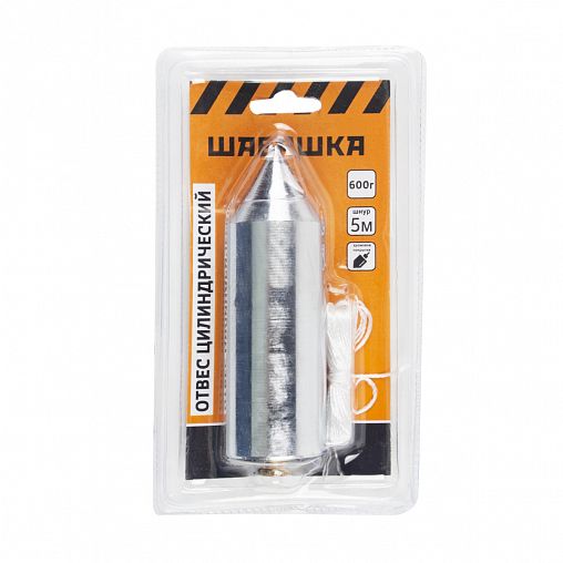 Отвес цилиндрический Шабашка, металл, шнур 5 м, 600 г фото