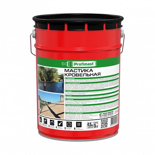 Мастика битумная Profimast, кровельная, черная, 4,5 кг фото
