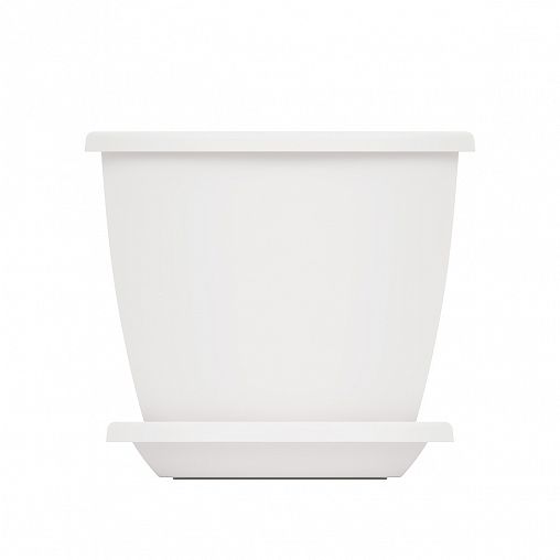 Горшок для цветов Альтернатива Афина, с поддоном, 5,5 л, белый фото