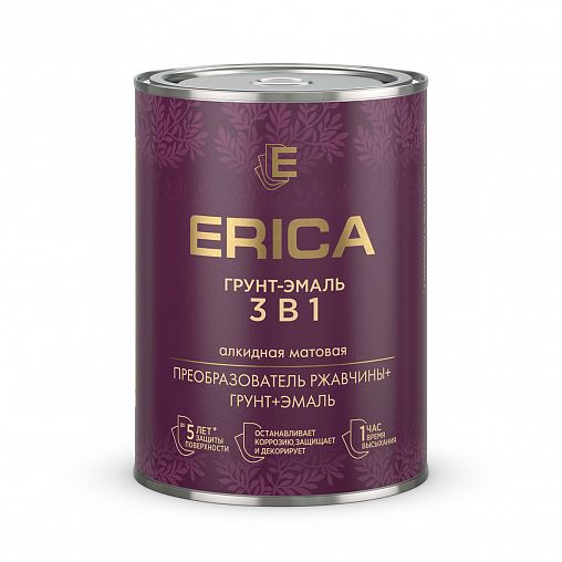 Грунт-эмаль по ржавчине 3 в 1 Erica, 0,8 кг, голубая фото