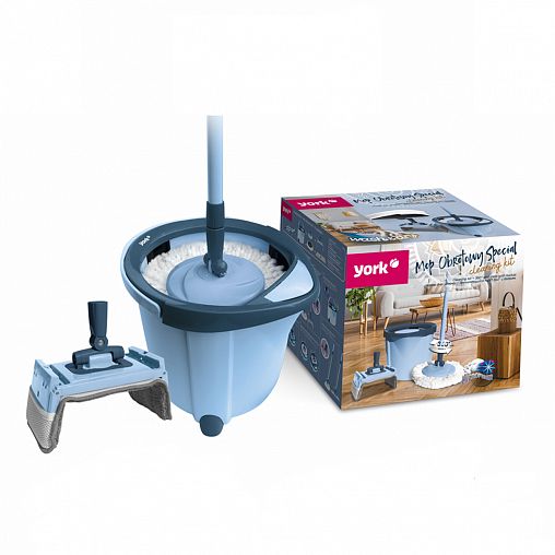 Комплект для уборки Моп York Спешал, ведро с отжимом, 2 насадки (плоская и круглая) фото