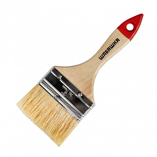 Кисть плоская Шабашка №3, натуральная щетина, деревянная ручка, 75 мм фото