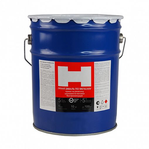 Грунт-эмаль по ржавчине H 200110, 3 в 1, шелковисто-матовая, 10 кг, белая фото