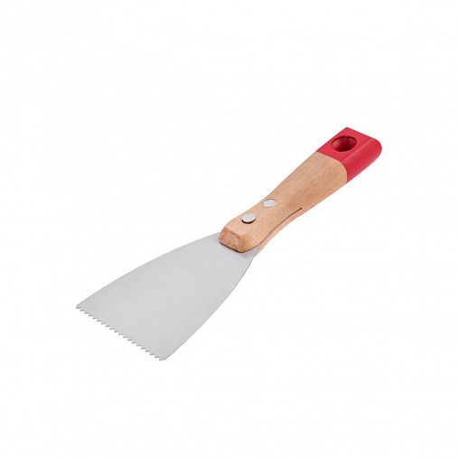 Шпатель зубчатый Beorol, стальной, деревянная ручка, 80 мм фото