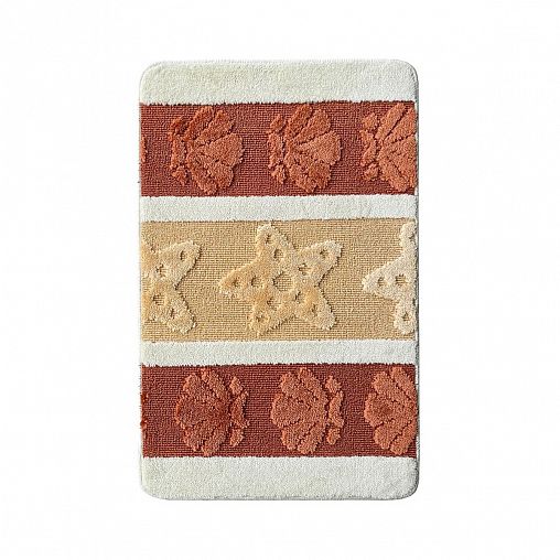 Коврик для ванной L Cadesi Lemis, полипропилен, 50 x 80 см, кремовый/оранжевый фото