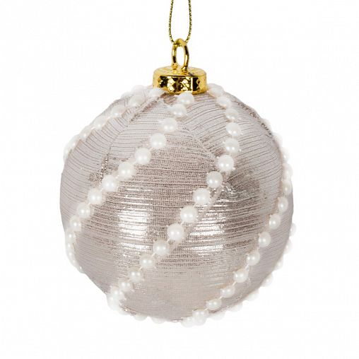 Елочный шар, тканевый с бусинами, d 8 см фото