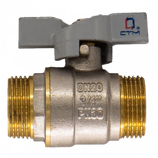 Кран шаровой латунный СТМ Стандарт, 1/2", наружная/наружная резьба, бабочка фото