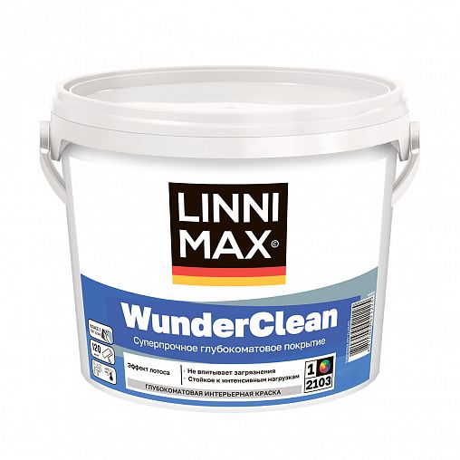 Краска интерьерная Linnimax WunderClean, база 1, белая, 9 л фото