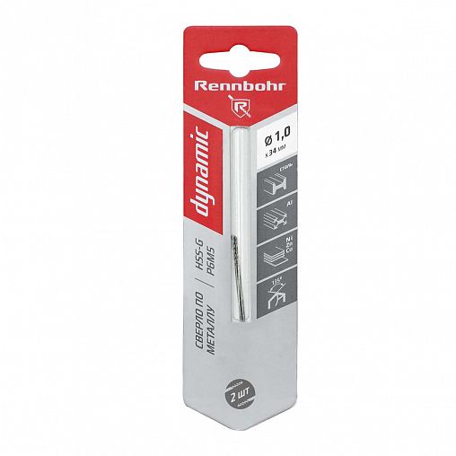 Сверло по металлу Rennbohr Dynamic, 1 x 34 мм, 2 шт фото