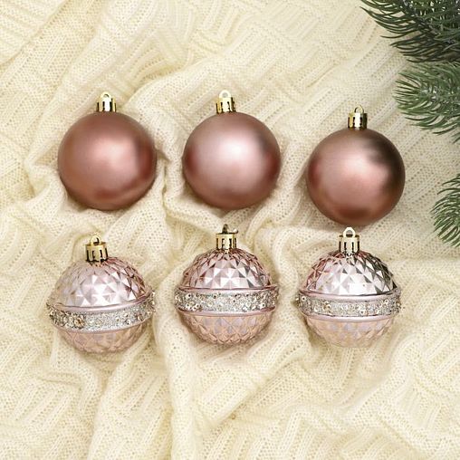 Набор елочных шаров Зимнее волшебство Лаурен, d 6 см, 6 шт, микс фото