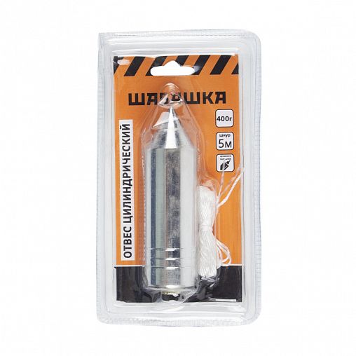 Отвес цилиндрический Шабашка, металл, шнур 5 м, 400 г фото