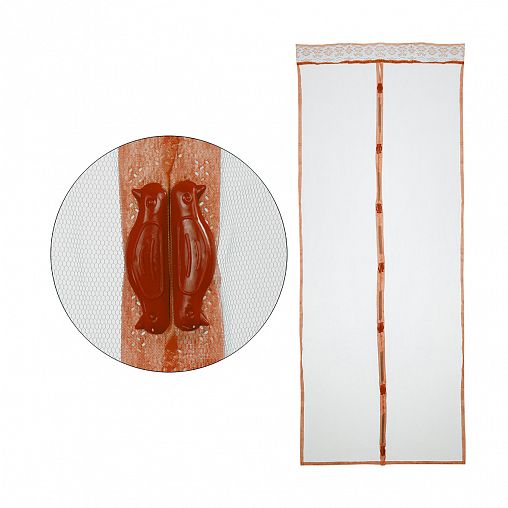 Москитная сетка на дверь Рыжий кот Птички, на магнитах, 0,9 x 2,2 м, коричневая фото