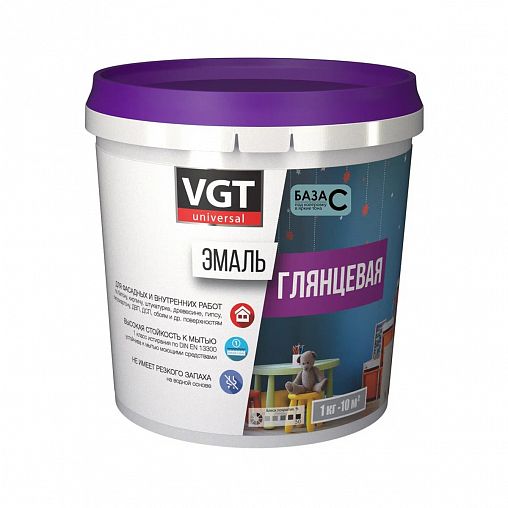 Эмаль универсальная VGT ВД-АК-1179, глянцевая, база C, бесцветная, 1 кг фото