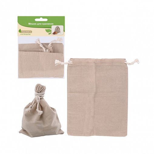 Мешок для хранения продуктов Мультидом, с завязками, лен, 30 x 35 см фото