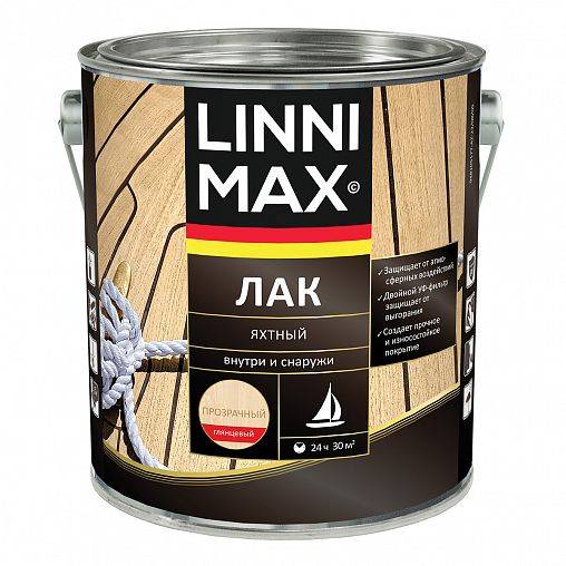 Лак яхтный Linnimax, алкидно-уретановый, глянцевый, 2,5 л фото