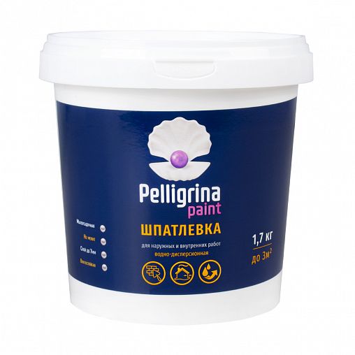 Шпатлевка универсальная для наружных и внутренних работ Pelligrina Paint, акриловая, 1,7 кг фото