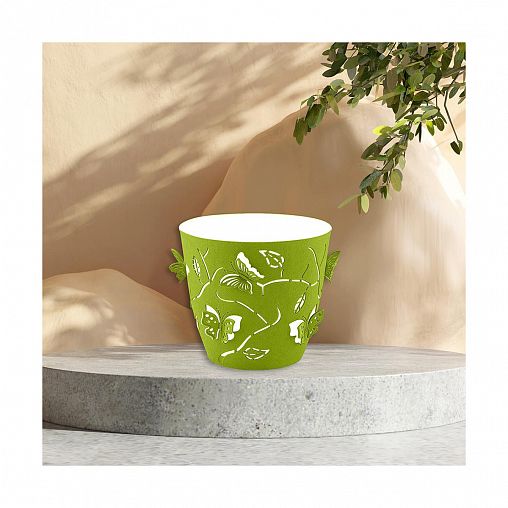 Горшок для цветов Plast Team Butterflies, 1,4 л, зеленое яблоко фото