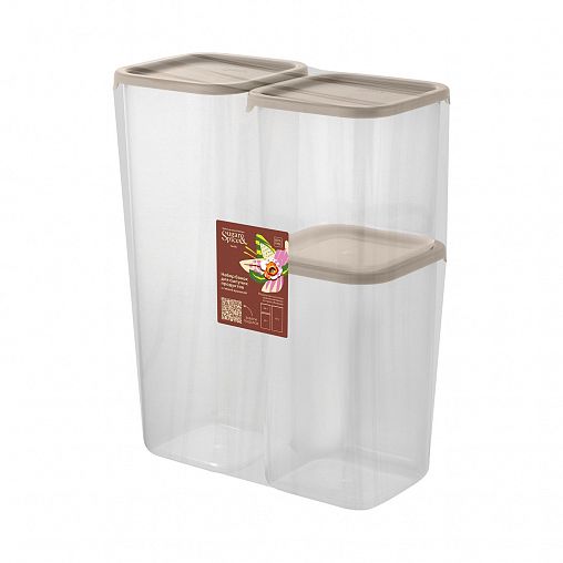 Набор банок для сыпучих продуктов Sugar&Spice Vanilla, прямоугольные, 3 шт фото