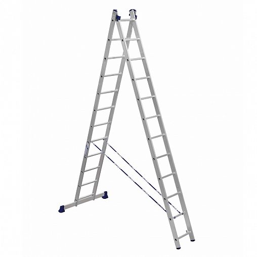 Лестница-стремянка двухсекционная Alumet H2 5212, алюминиевая, 2 x 12 ступеней, 3,38 - 5,62 м фото
