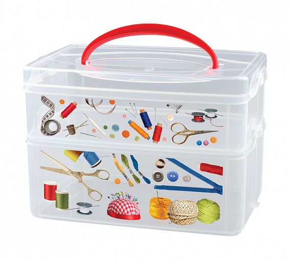 Коробка универсальная с ручкой и декором Econova Multi Box, 2 секции, 245 x 160 x 165 мм фото