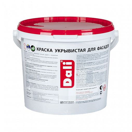 Краска фасадная укрывистая Dali, акриловая, глубокоматовая, белая, 5 л фото