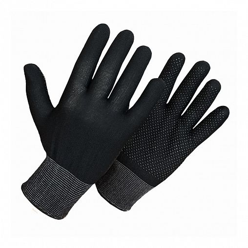 Перчатки полиэфирные с ПВХ СВС, 15 класс, размер 8, черные фото