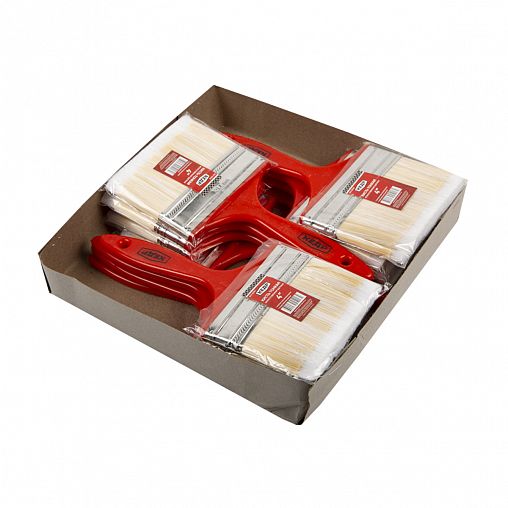 Кисть плоская тонкая Кедр №4, искусственная щетина, пластиковая ручка, 100 мм фото