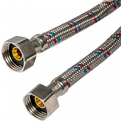 Гибкая подводка для воды латунная Elka, 100 см, гайка-гайка фото