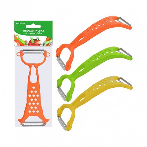 Овощечистка Мультидом Дабл, двусторонняя, 23 см, микс фото
