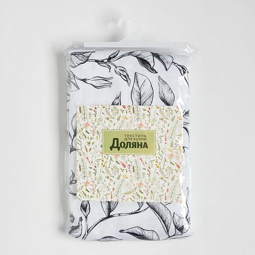 Шторы для кухни Доляна Plant leaves, с подхватами, 146 x 180 см, 2 шт фото