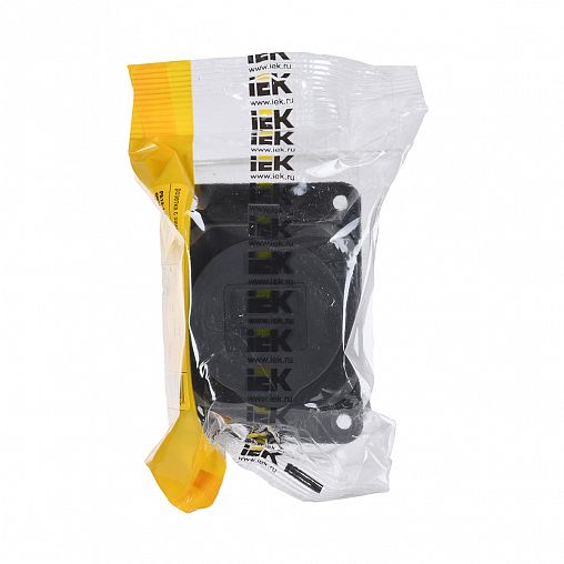 Розетка накладная IEK Омега, с крышкой, с заземлением, 16 А, 250 В, IP44, черная фото