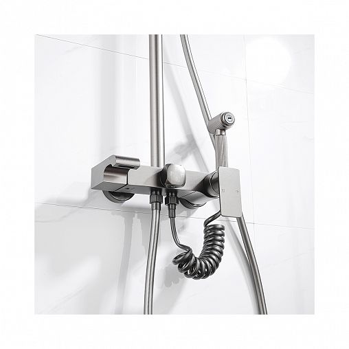 Душевая система с тропическим душем Профсан ПСМ-900-82GA, со смесителем, графит фото