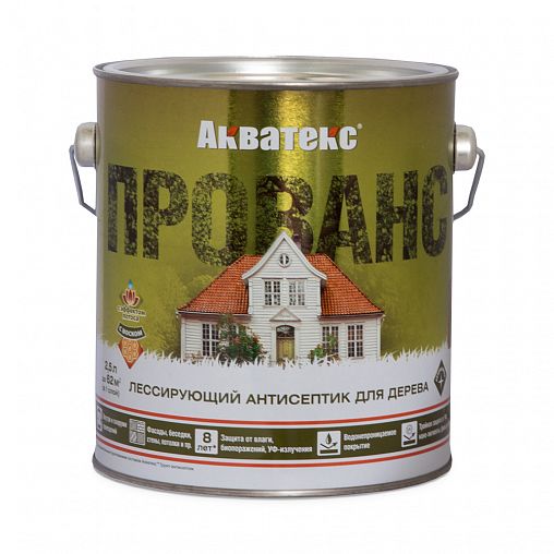Антисептик для дерева Акватекс Прованс, лессирующий, полуматовый, 2,5 л, бесцветный фото