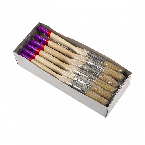 Кисть плоская Krafor Евро №1, натуральная щетина, деревянная ручка, 25 мм фото