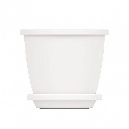 Горшок для цветов Альтернатива Афина, с поддоном, 1,1 л, белый фото