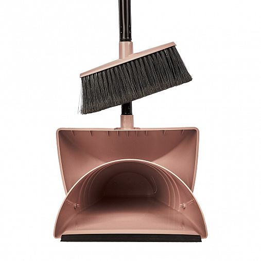 Набор для уборки Spin&Clean Voque с длинными ручками, щетка и совок, 13,5 x 27,5 x 126 см, бежевый фото