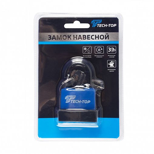 Замок навесной всепогодный Tech-Top T-01, 70 x 45 x 24 мм, 3 ключа фото