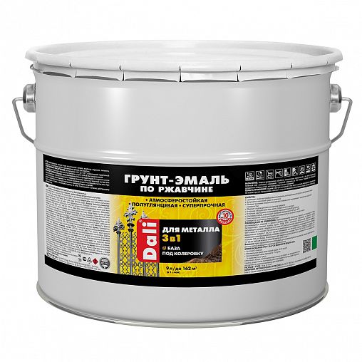 Грунт-эмаль по ржавчине Dali 3 в 1, полуглянцевая, база С, 9 л, бесцветная фото