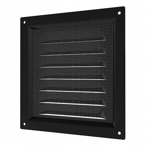 Решетка вентиляционная Era 1515МЭ Black, эмалированная сталь, 150 x 150 мм фото