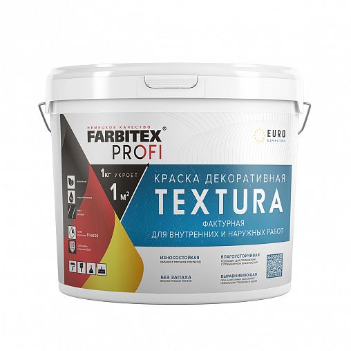 Краска фактурная для стен Farbitex Profi Textura, акриловая, матовая, 15 кг/7,65 л, белая фото