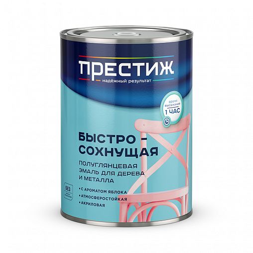 Эмаль быстросохнущая для дерева и металла Престиж, акриловая, полуглянцевая, 0,9 кг, черная фото