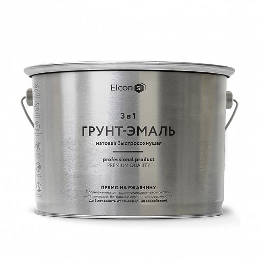 Грунт-эмаль по ржавчине Elcon 3 в 1, матовая, 10 кг, RAL 9005, черная фото