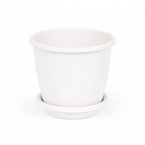 Горшок для цветов Альтернатива Афина, с поддоном, 2,2 л, белый фото