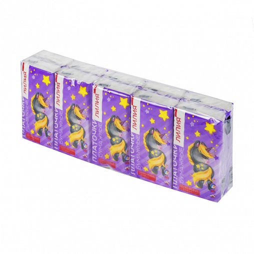 Носовые платочки Лилия Детство, двухслойные, 10 пачек по 10 шт фото