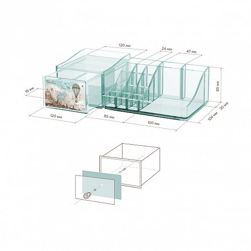 Органайзер для косметики и аксессуаров Valiant Travelling, 30,5 x 15,3 x 9 см фото